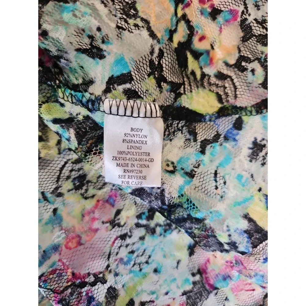 Almost Famous Sz Small Y2k Babydoll Sheer Blouse Floral whimsigoth fairygrunge - Picture 6 of 10